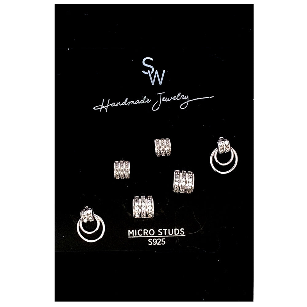 Lola Layered Rhode 925 Sterling Silver Earrings Set