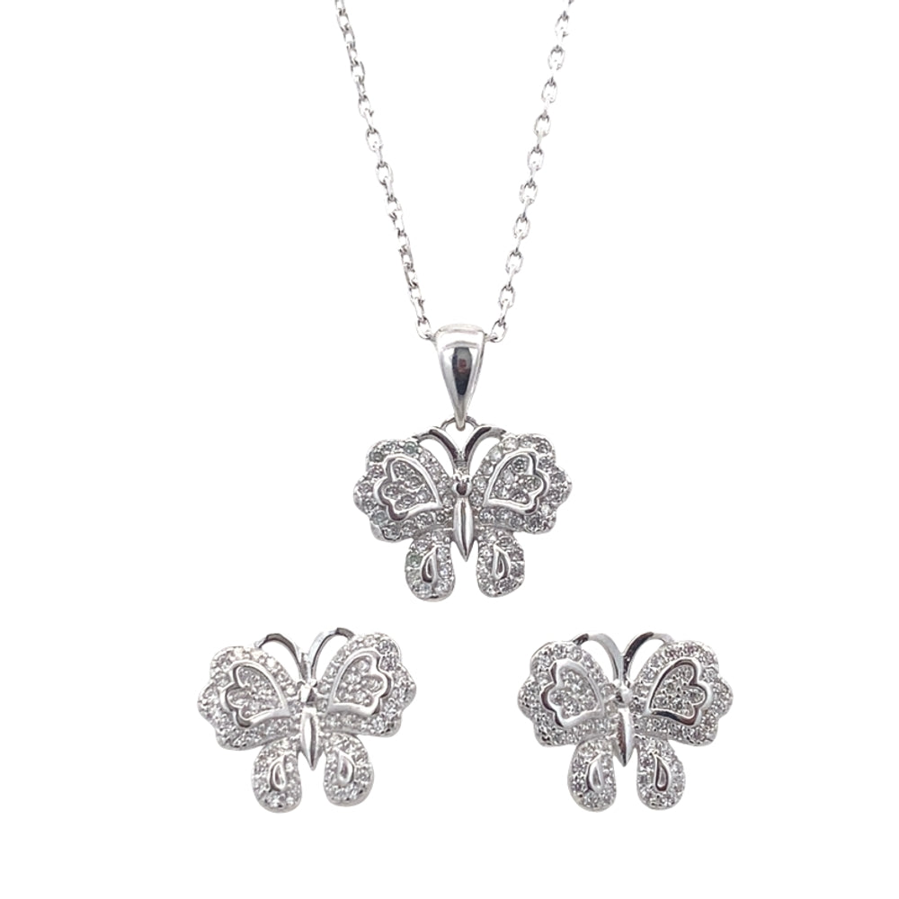 S896 16IN+2IN CHN FULLCZ BUTTERFLY PENDANT AND STUD 5.8G