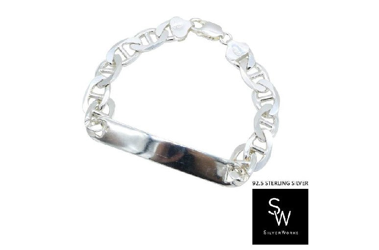 Clyde Flat Bar ID 925 Sterling Silver Chain Bracelet | SilverWorks