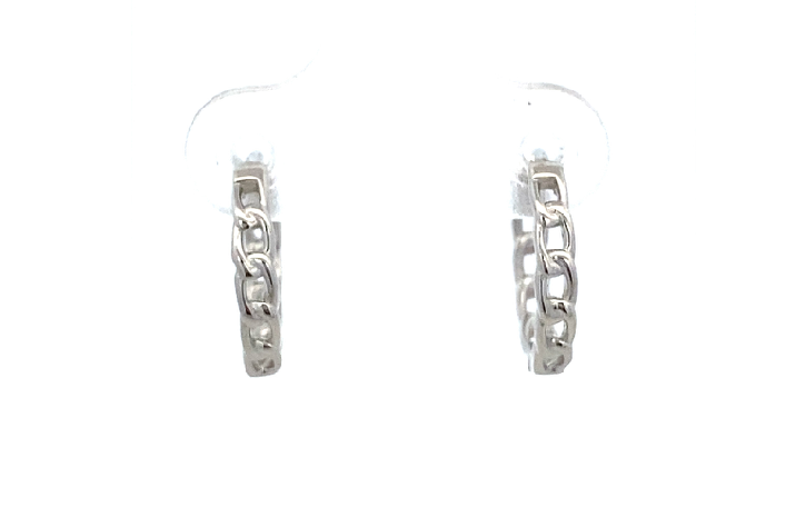 E7801 MID OPEN CIRCLE PATTERN RHODIUM HUGGIE EARRING 1.35G