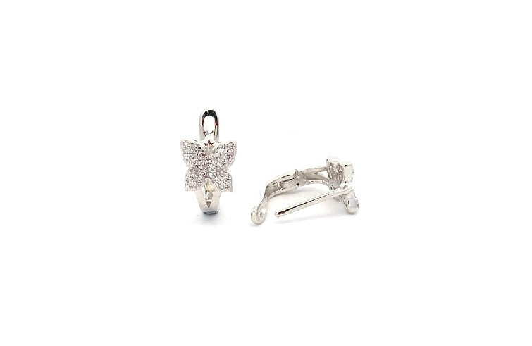 E7772 SILVER FULL CZ BUTTERFLY CLIP ON EARRINGS SILVER