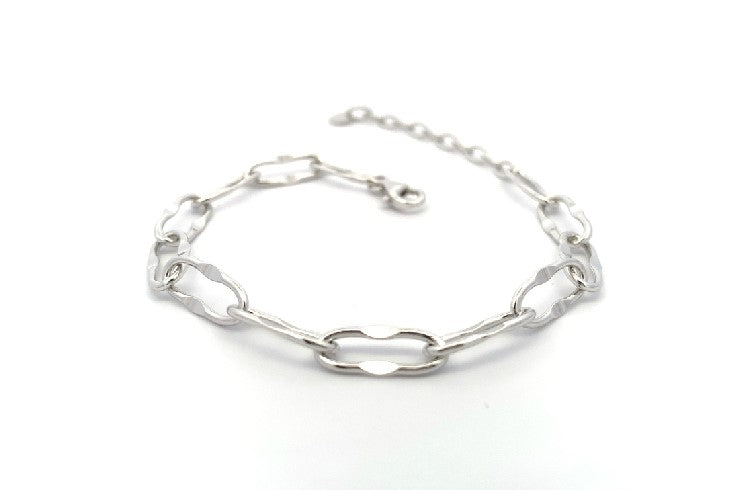 B5367 6.5IN+1.5IN SILVER OVAL LNK BRACELET WITH FLAT IN MID