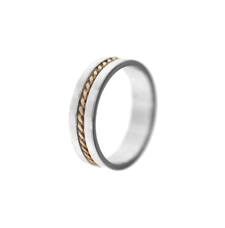 R612411 2TONE ROSE GOLD ROPE DSGN RING 3G
