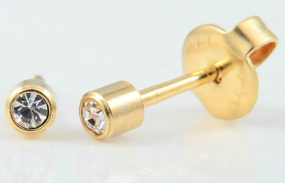 E7826 GP 3MM HEAD 2MM APRIL CRYSTAL EAR PIERCING STUD
