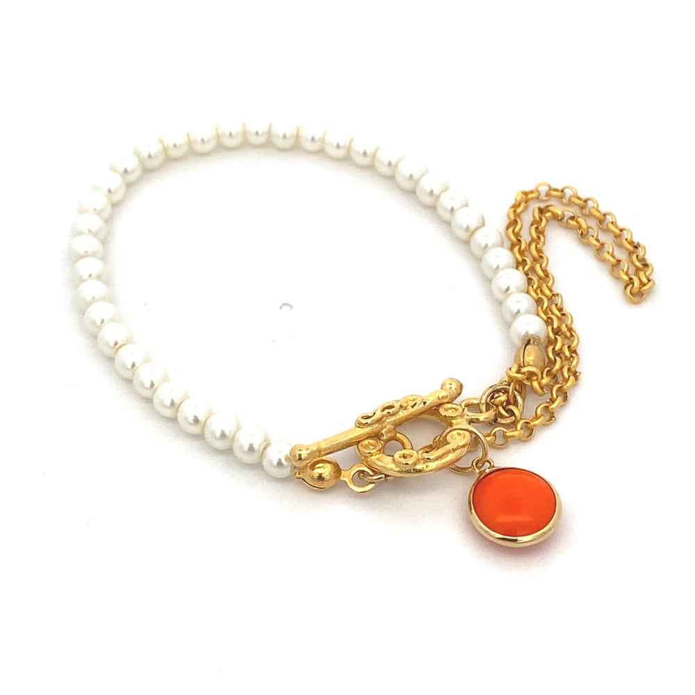 WLB044PEARL BRACELET W/ENAMEL