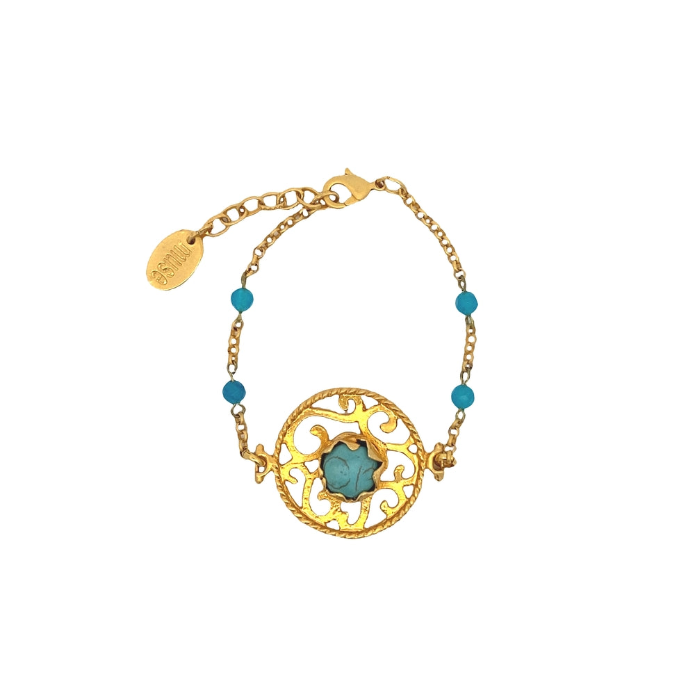 WLB054 GOLD PLATED BRCELET W/TORQUISE STONE