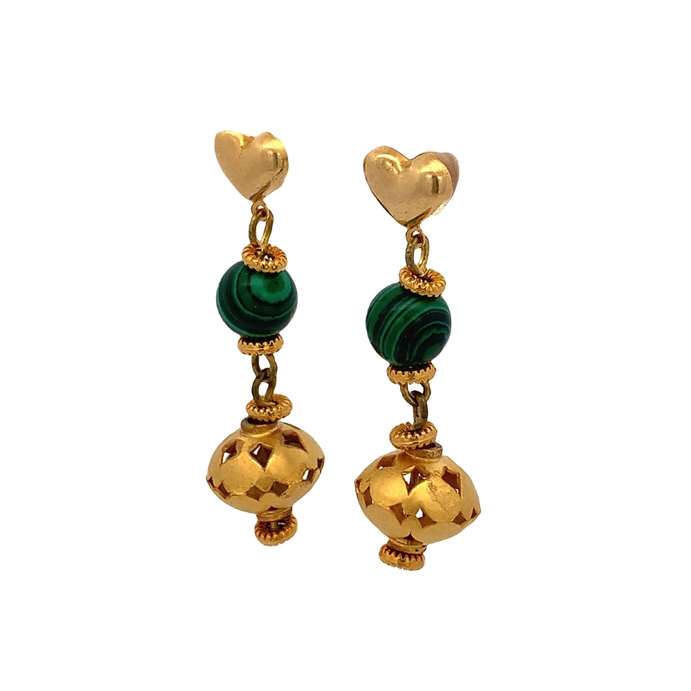 WLE043 GOLD PLATED STUD EARRING W/ GLASS BEADS