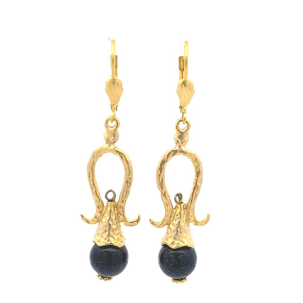 WLE055 GOLD PLATED FLIP LOCK E/R W/ GLASS BEADS