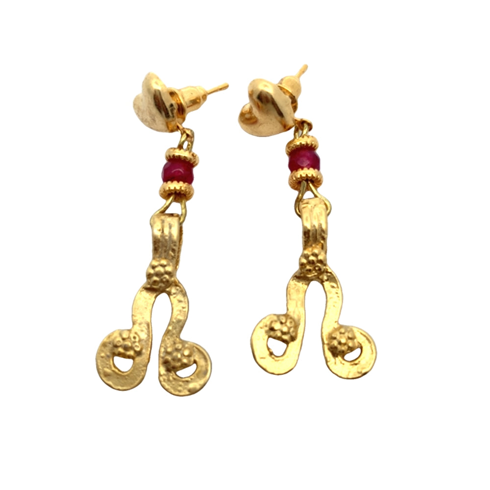WLE064GOLD PLATED STUD E/R W/ GLASS BEADS