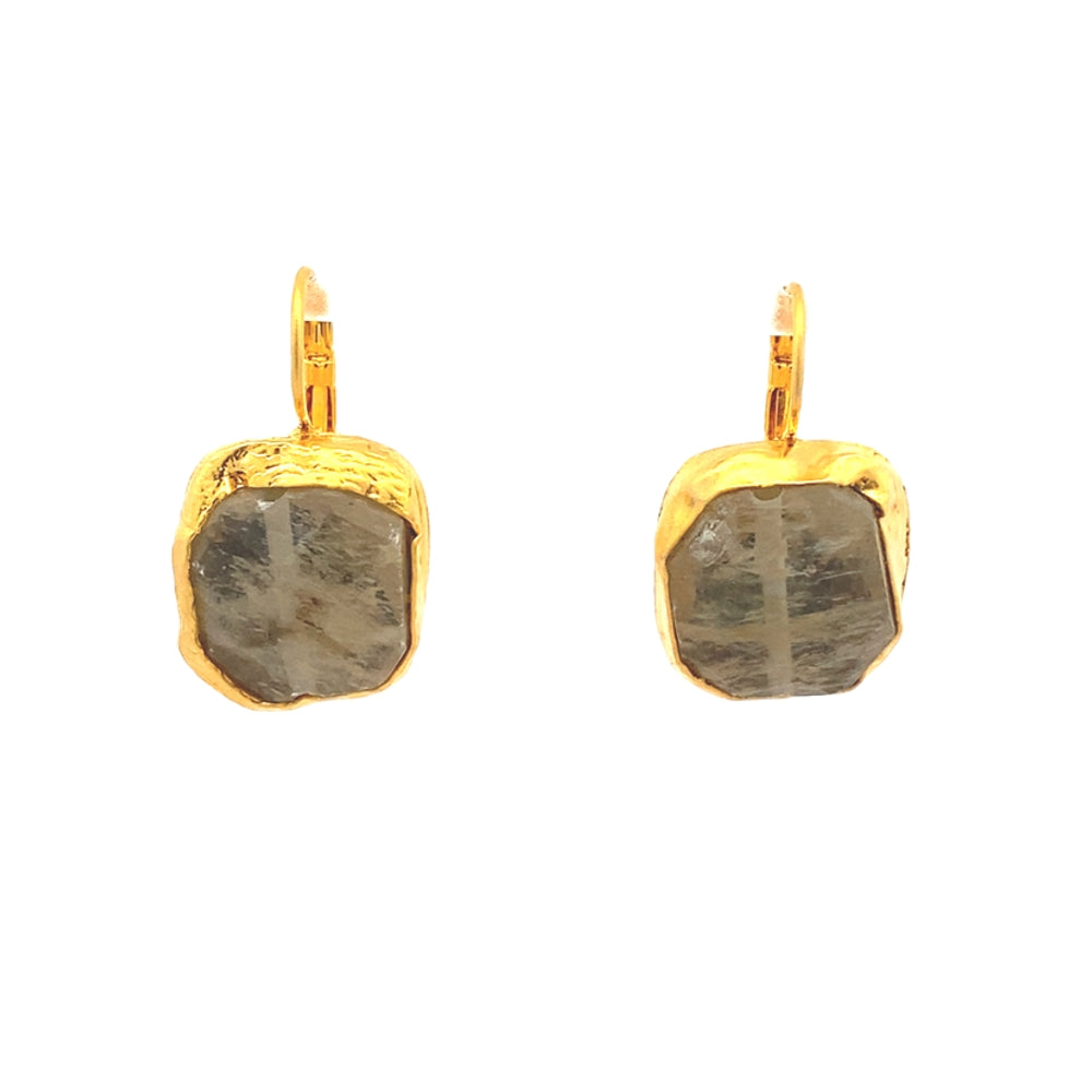 WLE071 GOLD PLATED FLIP LOCK E/R W/ QUARTZ CZ