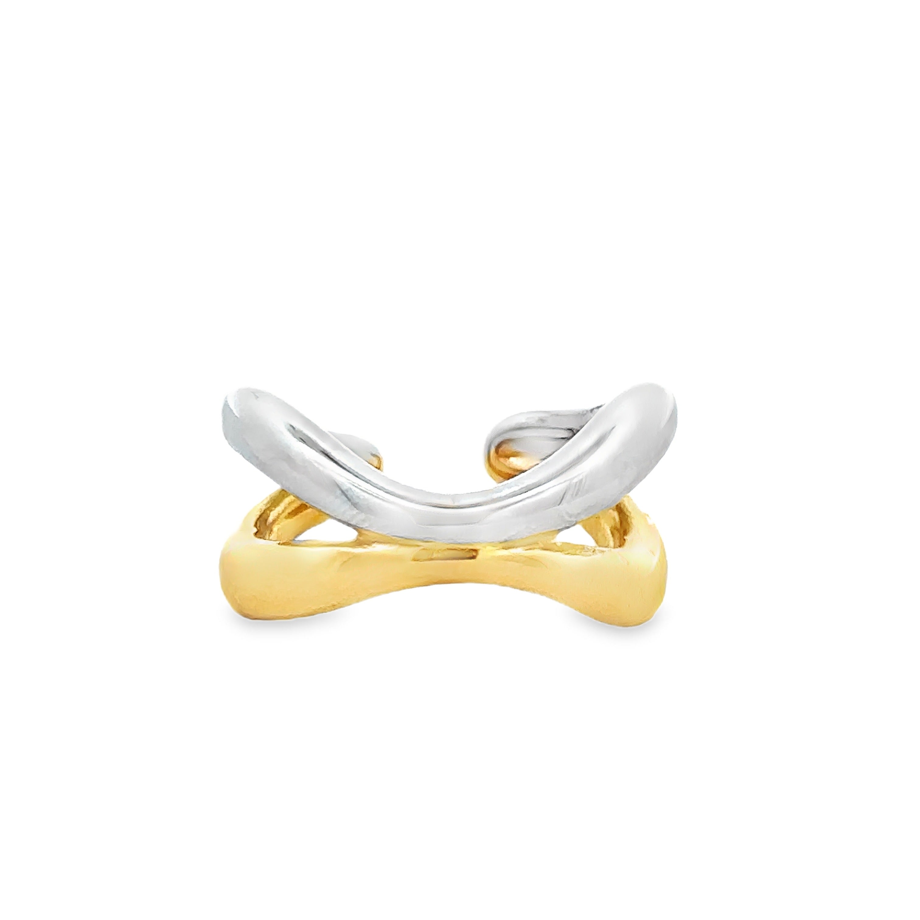 XR0015 STAINLESS STEEL 2 TONED WAVY OPEN RING 8.3G – SilverWorks
