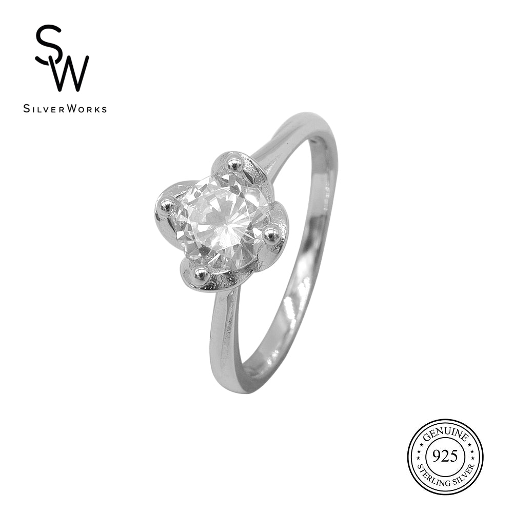 Silverworks Flower Solitaire Ring R6460