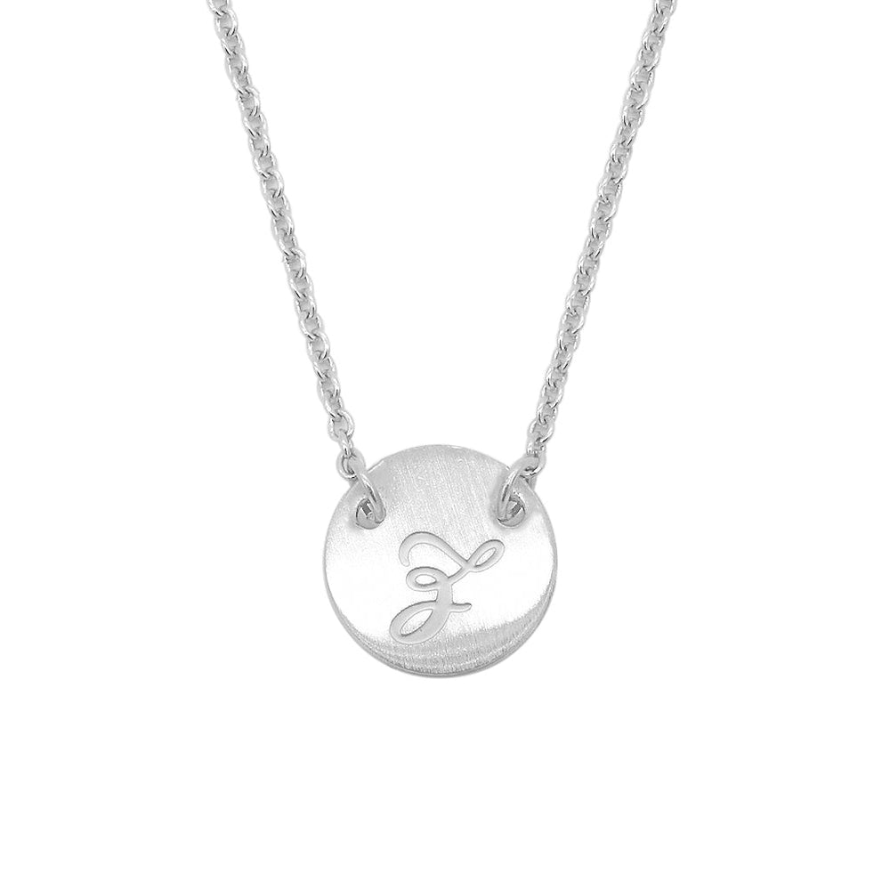 
                      
                        Reign Round Plate Letter Engraved Stainless Steel Pendant Necklace | SilverWorks
                      
                    