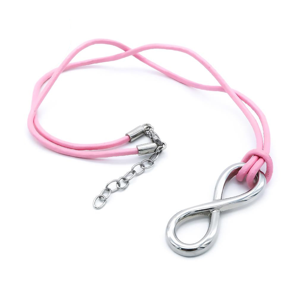 Eleonor Infinity Stainless Steel Pendant Leather Necklace | SilverWorks