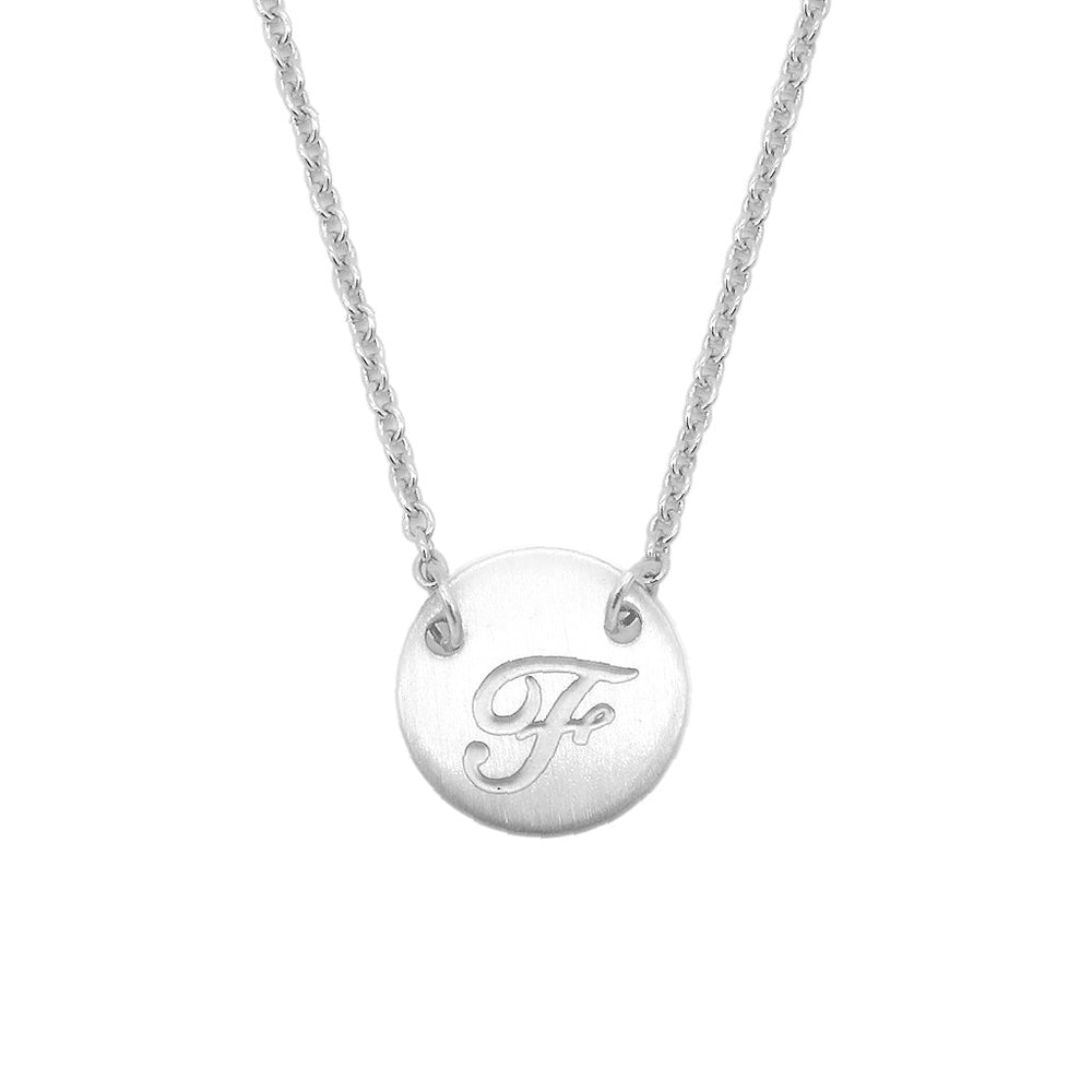 
                      
                        Reign Round Plate Letter Engraved Stainless Steel Pendant Necklace | SilverWorks
                      
                    