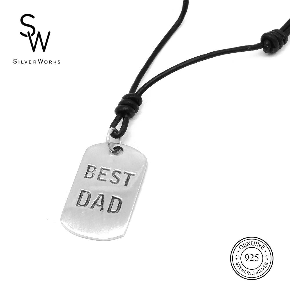 Silverworks Dogtag with Engraved Best Dad Necklace - Father's Day Collection Fashion Accessory For Men