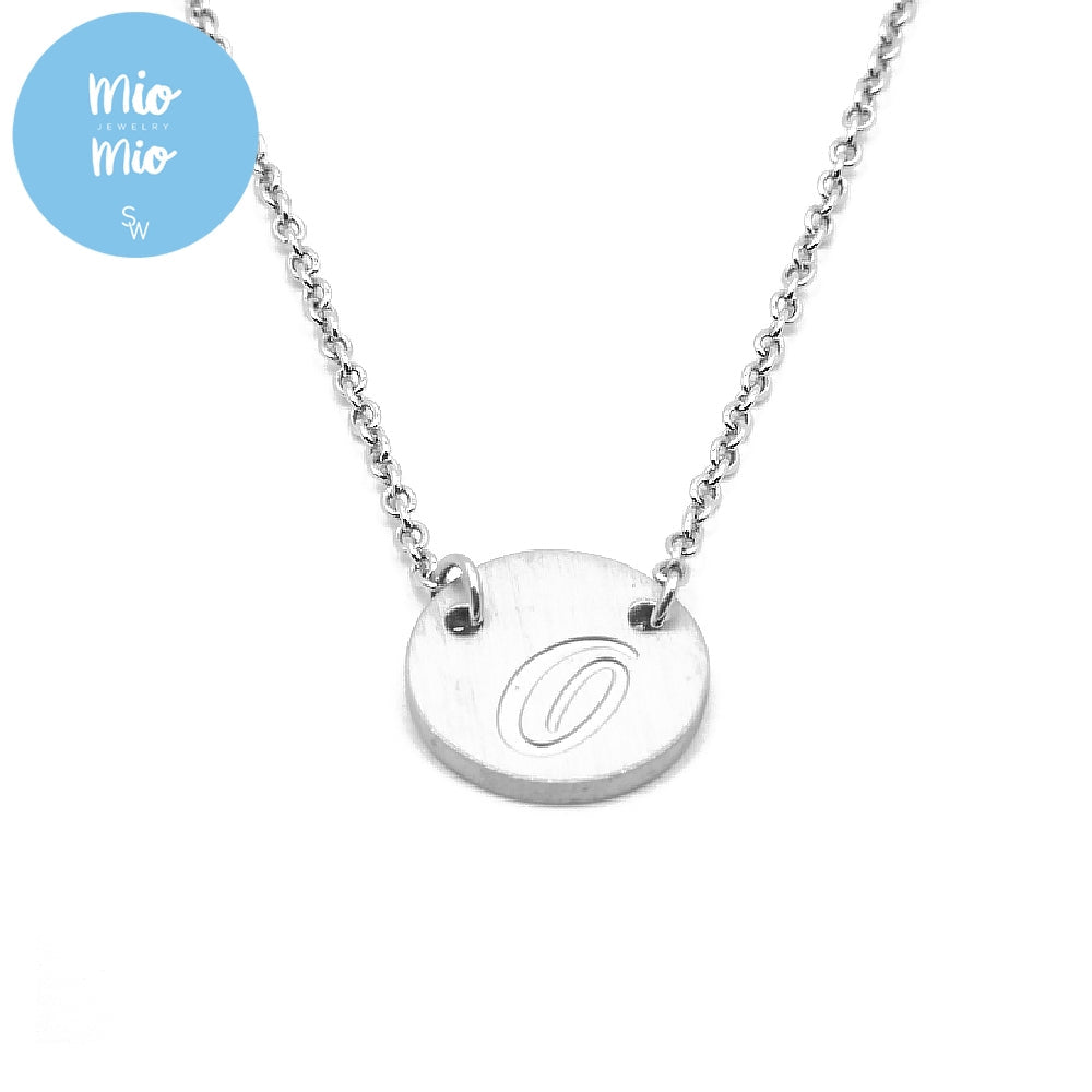 
                      
                        Reign Round Plate Letter Engraved Stainless Steel Pendant Necklace | SilverWorks
                      
                    