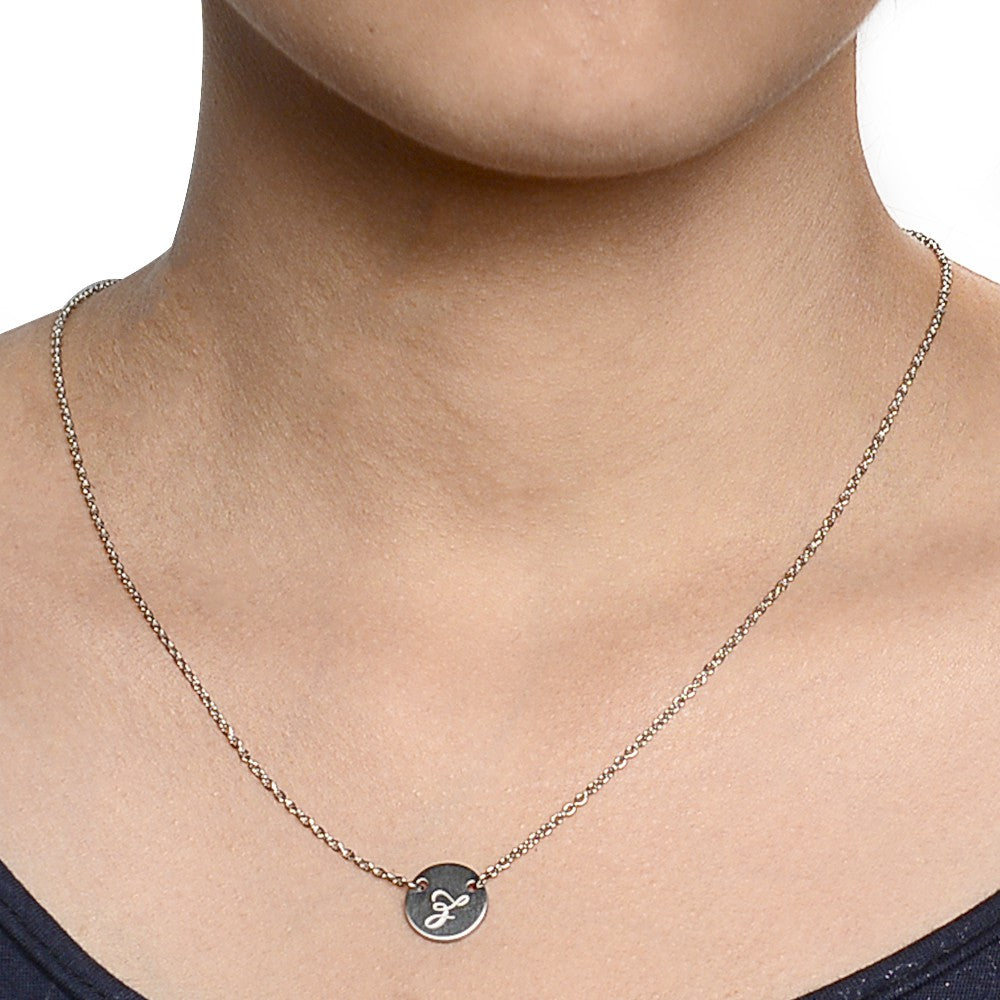 
                      
                        Reign Round Plate Letter Engraved Stainless Steel Pendant Necklace | SilverWorks
                      
                    