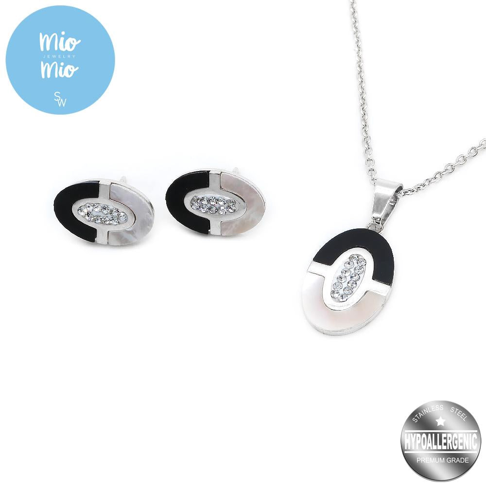 Mio Mio by Silverworks Oval Design Earrings and Necklace Set-Fashion Accessory for Women X4265/X4265
