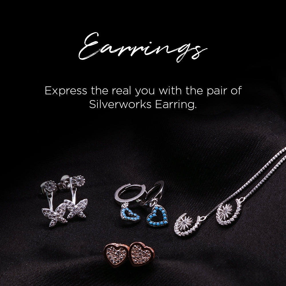 Silverworks E5095 Oxized Hoop Earrings with Ball Design