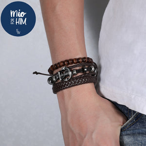 
                
                    Load image into Gallery viewer, Mio Mio by Silverworks Anchor Multilayered Bracelet - Fashion Accessory for Men X4482/83
                
            