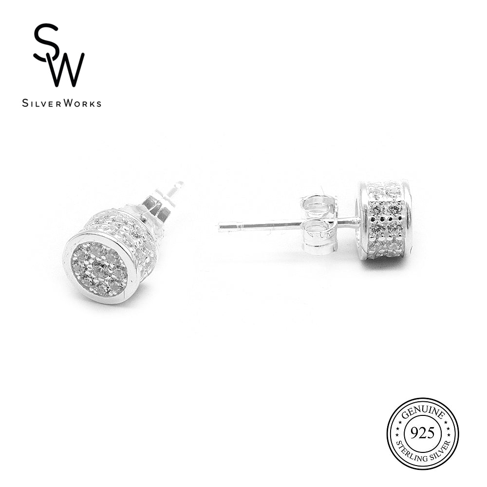 Stunning Silver Pave Stud Earrings