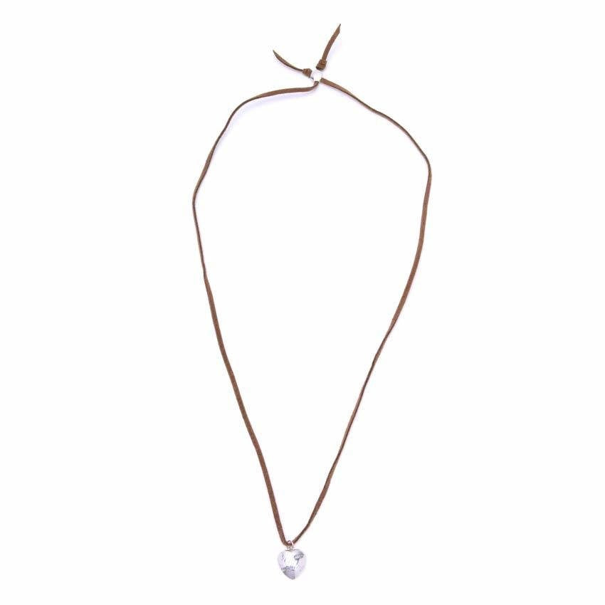 Sadie Heart 925 Sterling Silver Pendant Leatherette Necklace | SilverWorks