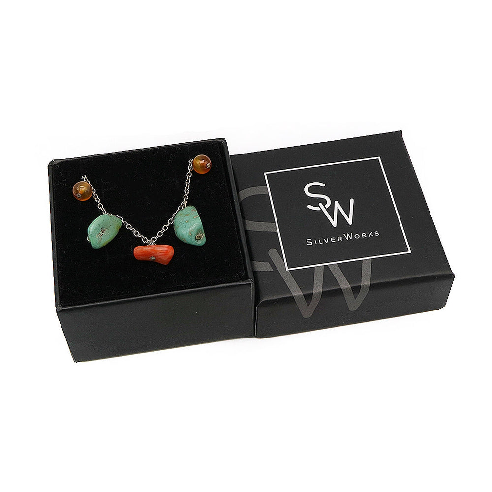 
                      
                        Jenica Multicolor Gemstones 925 Sterling Silver Statement Necklace | SilverWorks
                      
                    