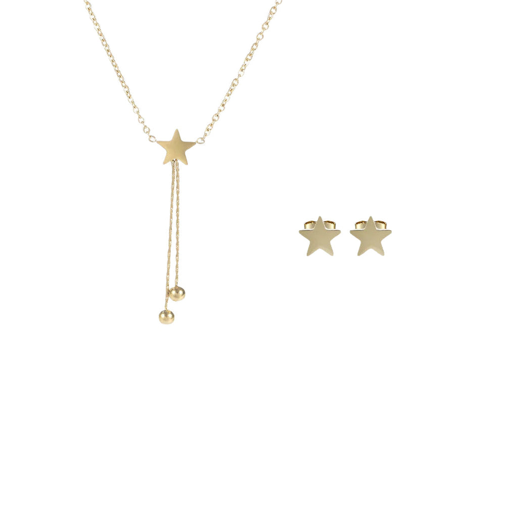 Mio Mio by Silverworks Star with Drop Earrings&Necklace Set -Fashion Accessory for Women X4389/X4445