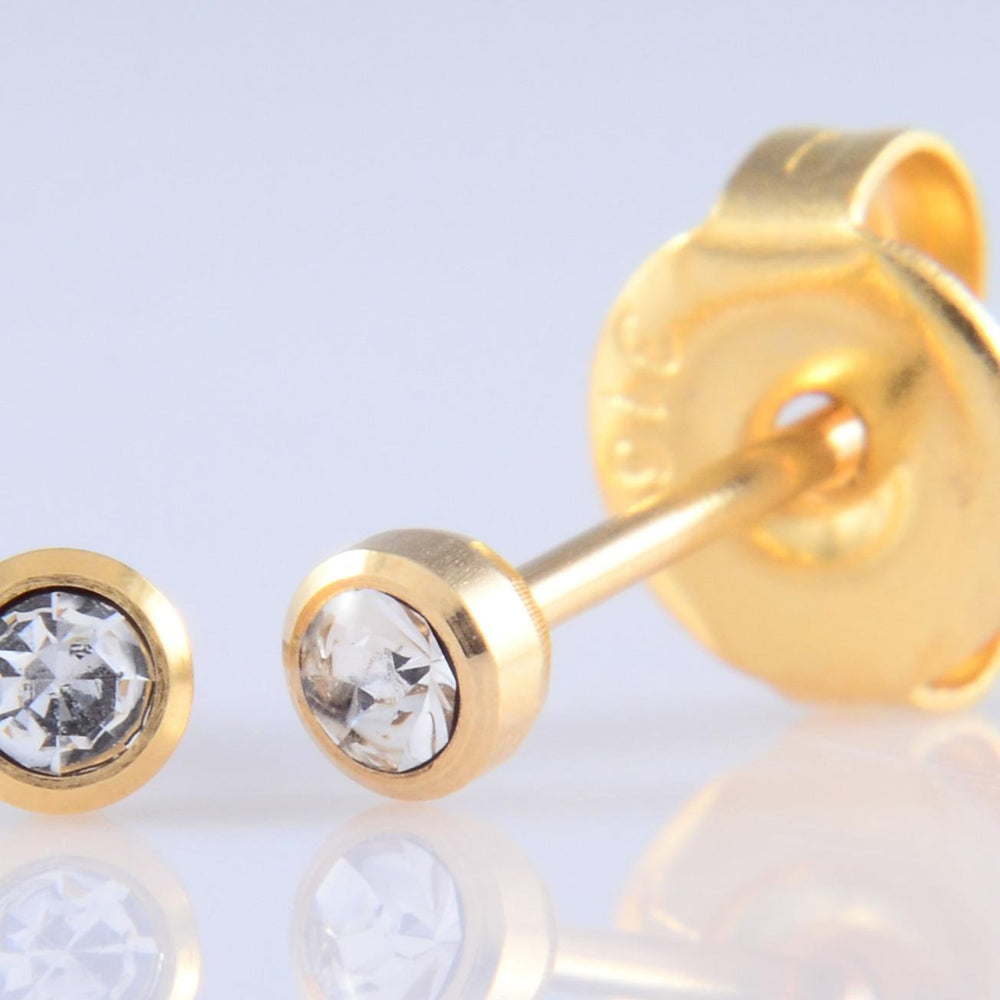 E7938 GPLATED 2MM CLR CRYSTAL EARPIERCING STUD