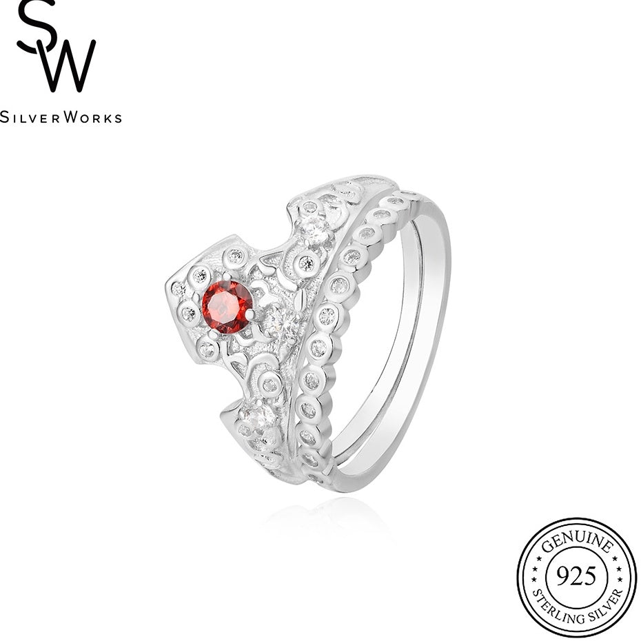 
                
                    Load image into Gallery viewer, Silverworks 2 in 1 Aurora Princess Ring - Fashion Accessory for Women R6337
                
            