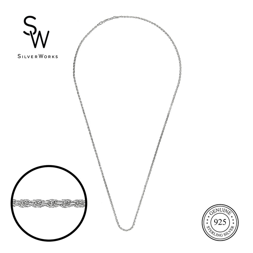 Rick 925 Sterling Silver Rope Chain Necklace | SilverWorks