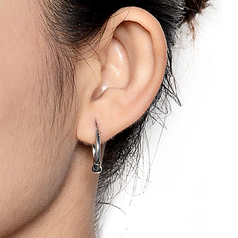Silverworks E5095 Oxized Hoop Earrings with Ball Design
