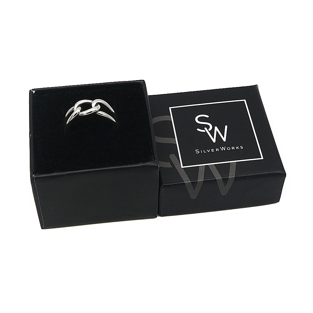 Silverworks Oxidized Cable Knot Adjustable Ring R6476 SilverWorks