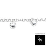 Silverworks B5155 Rolo Chain Bracelet with 4 Puff Heart