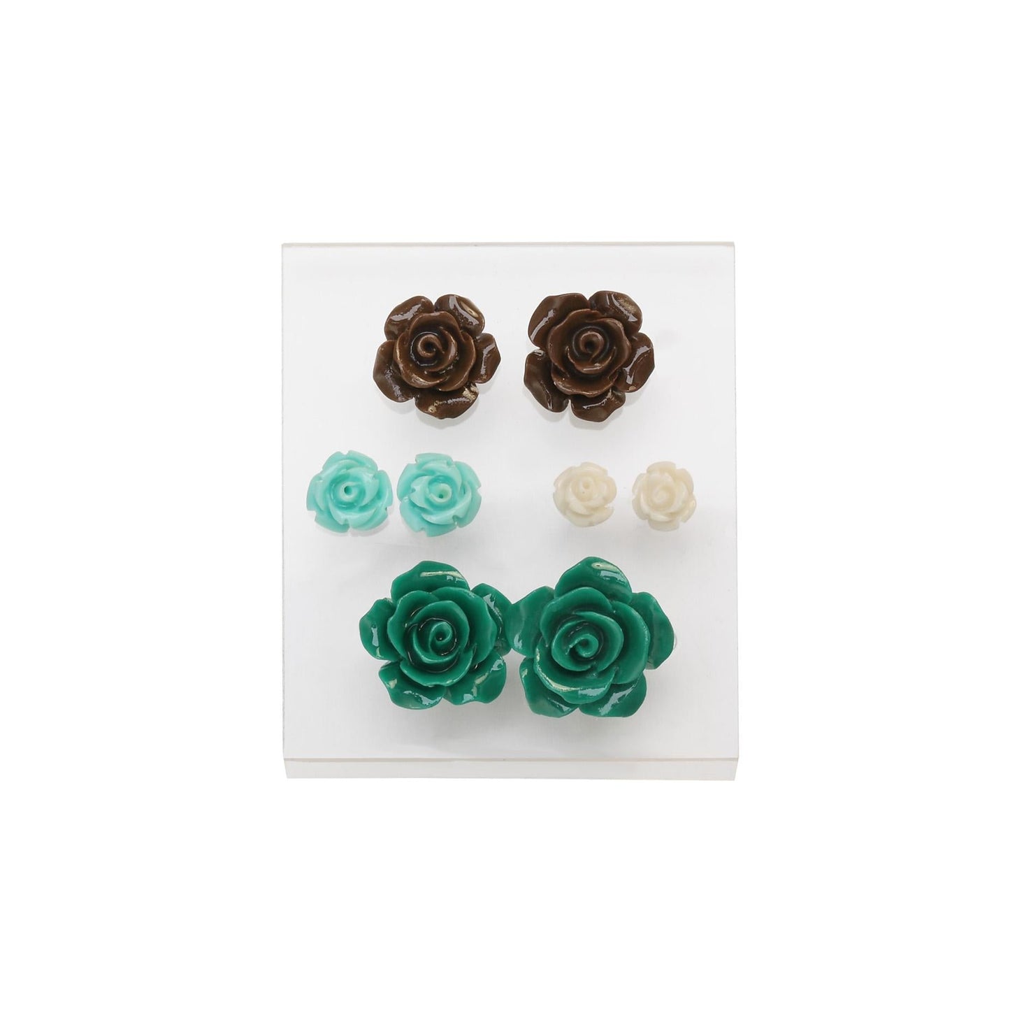 Valentina Flower Stainless Steel Stud Earrings Set | SilverWorks