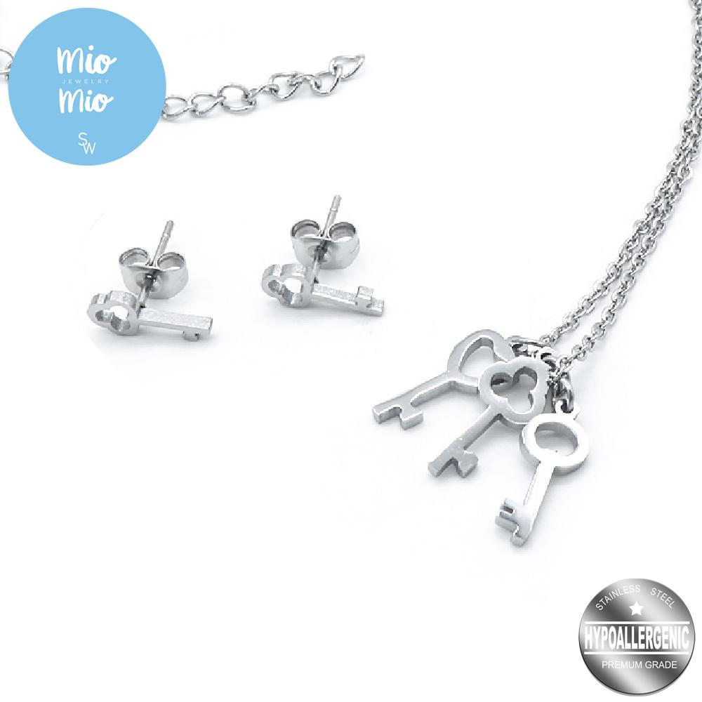 
                
                    Load image into Gallery viewer, Silverworks X3159 Key Pendant Necklace with Earrings
                
            