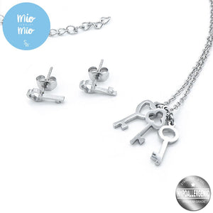 
                
                    Load image into Gallery viewer, Silverworks X3159 Key Pendant Necklace with Earrings
                
            