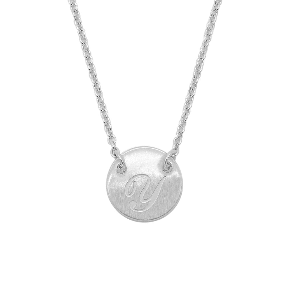 
                      
                        Reign Round Plate Letter Engraved Stainless Steel Pendant Necklace | SilverWorks
                      
                    