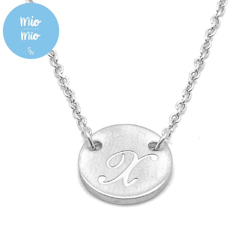 
                      
                        Reign Round Plate Letter Engraved Stainless Steel Pendant Necklace | SilverWorks
                      
                    