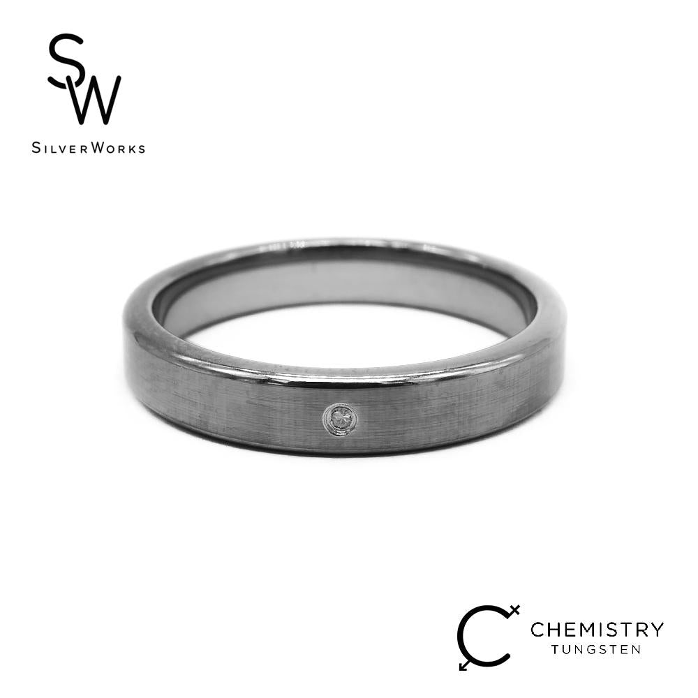 T48 TUNGSTEN PLAIN RING W/ DIA