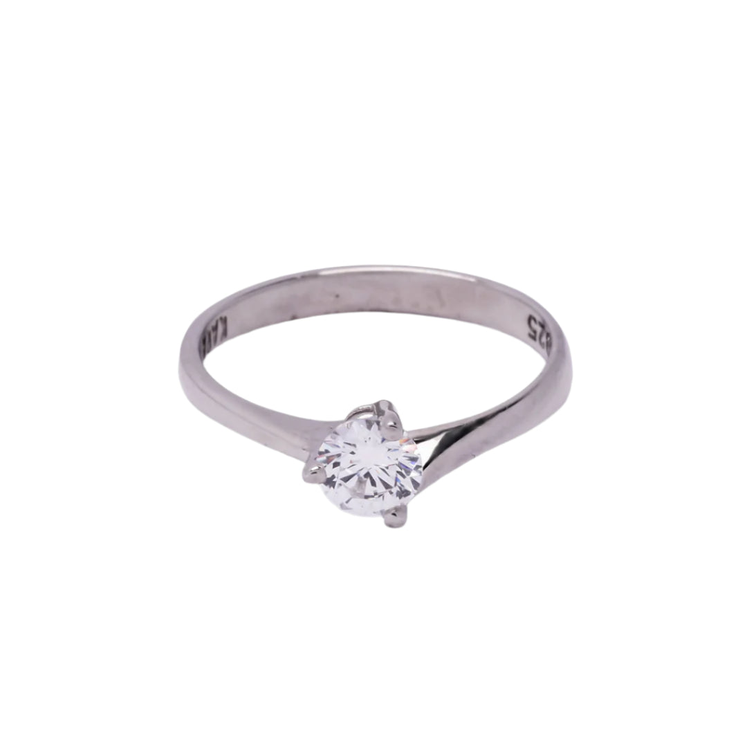 Emani Brilliant Cut 925 Sterling Silver Engagement Ring | SilverWorks