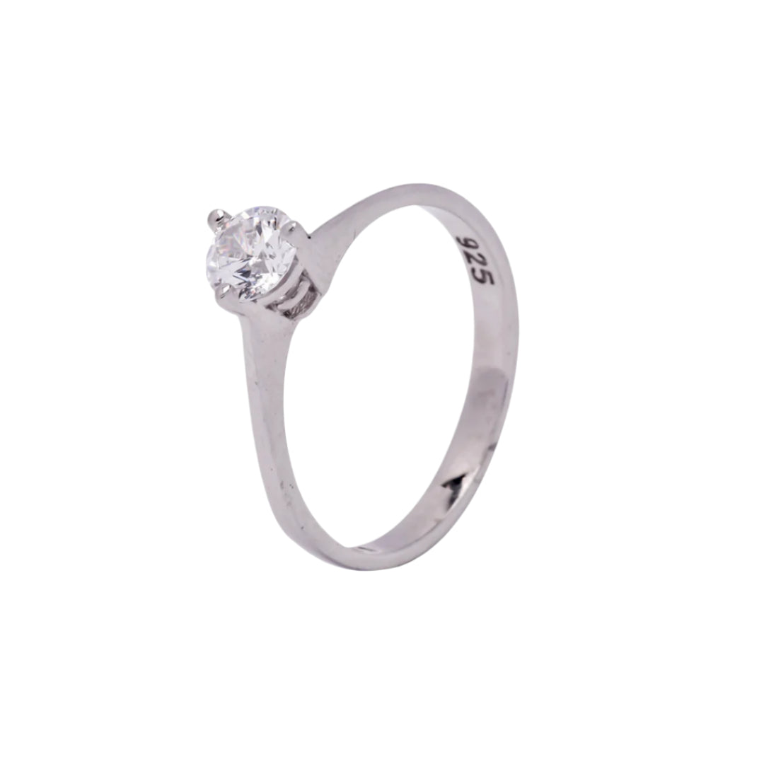 Emani Brilliant Cut 925 Sterling Silver Engagement Ring | SilverWorks