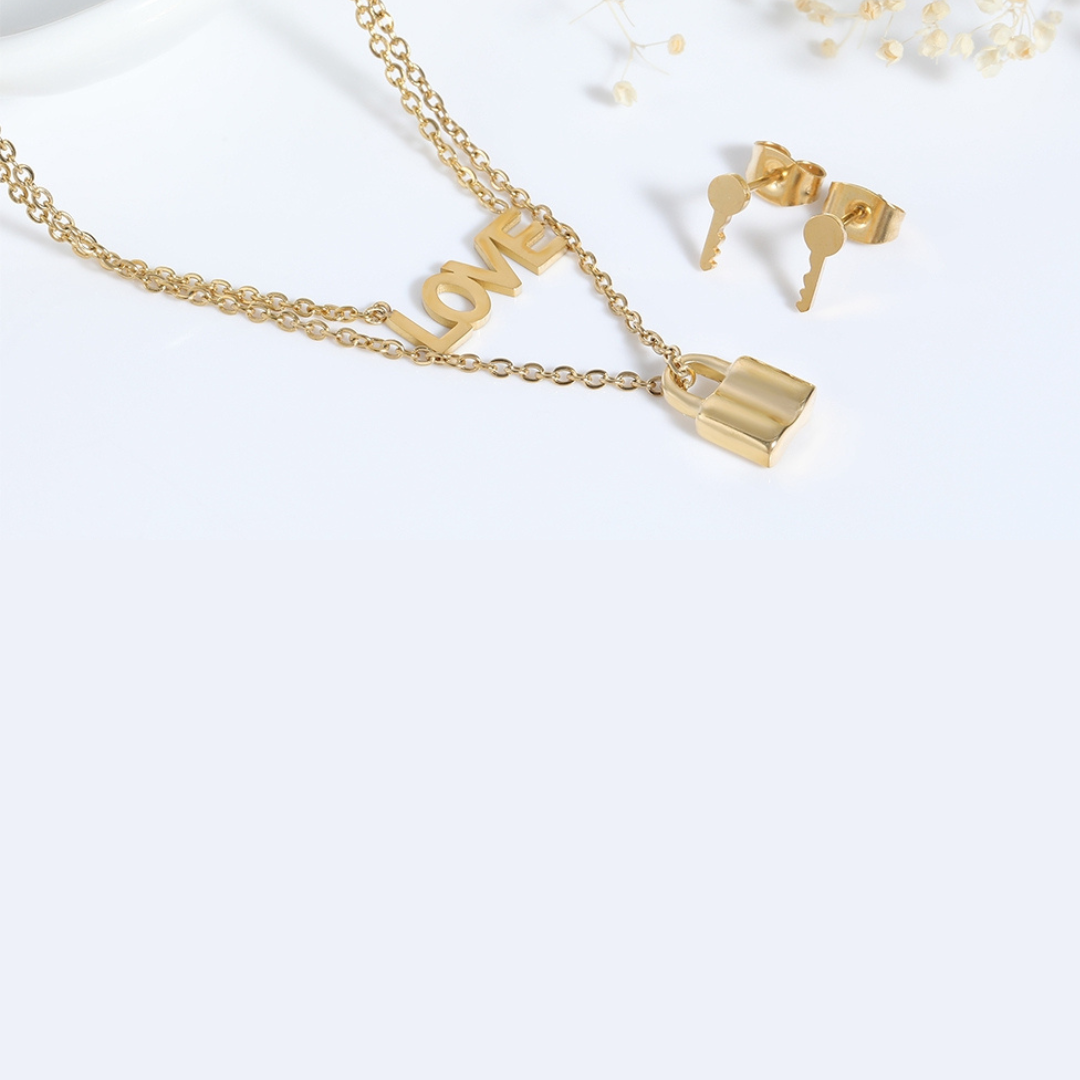 Ralin Love Key and Lock Stainless Steel Jewelry Set | SilverWorks