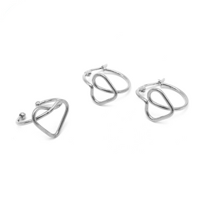 Mio Mio by Silverworks Heart Knot Design Ring and Earrings Set X4344/X4345/X4346