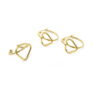 Mio Mio by Silverworks Heart Knot Design Ring and Earrings Set X4344/X4345/X4346