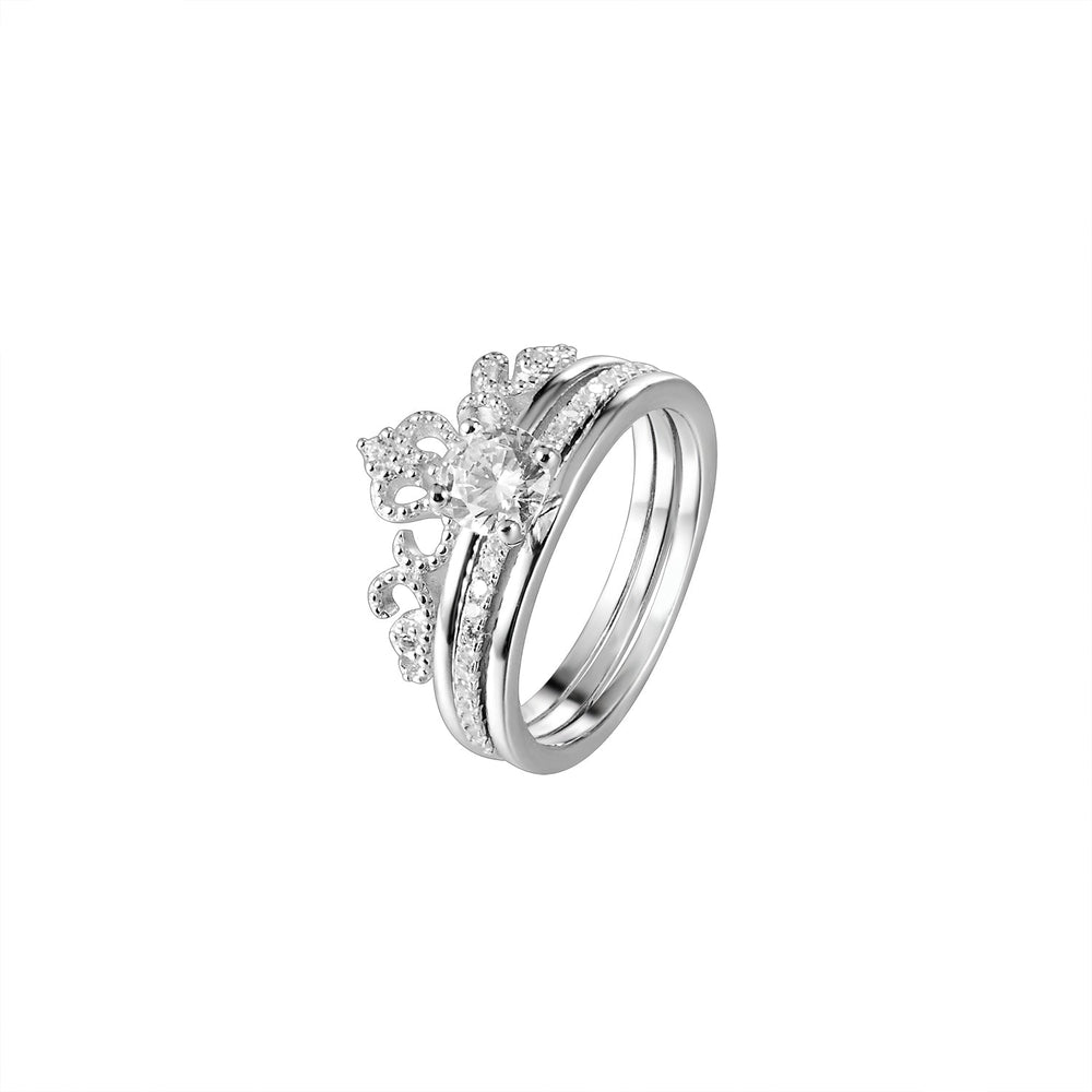 Hope 925 Sterling Silver Crown Ring Set | SilverWorks