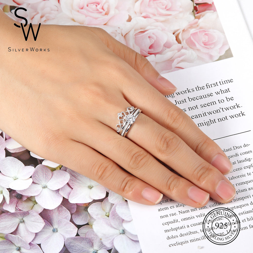 
                      
                        Hope 925 Sterling Silver Crown Ring Set | SilverWorks
                      
                    