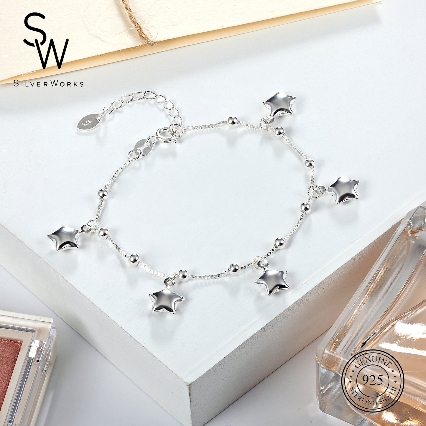 Emily 925 Sterling Silver Charm Bracelet | SilverWorks