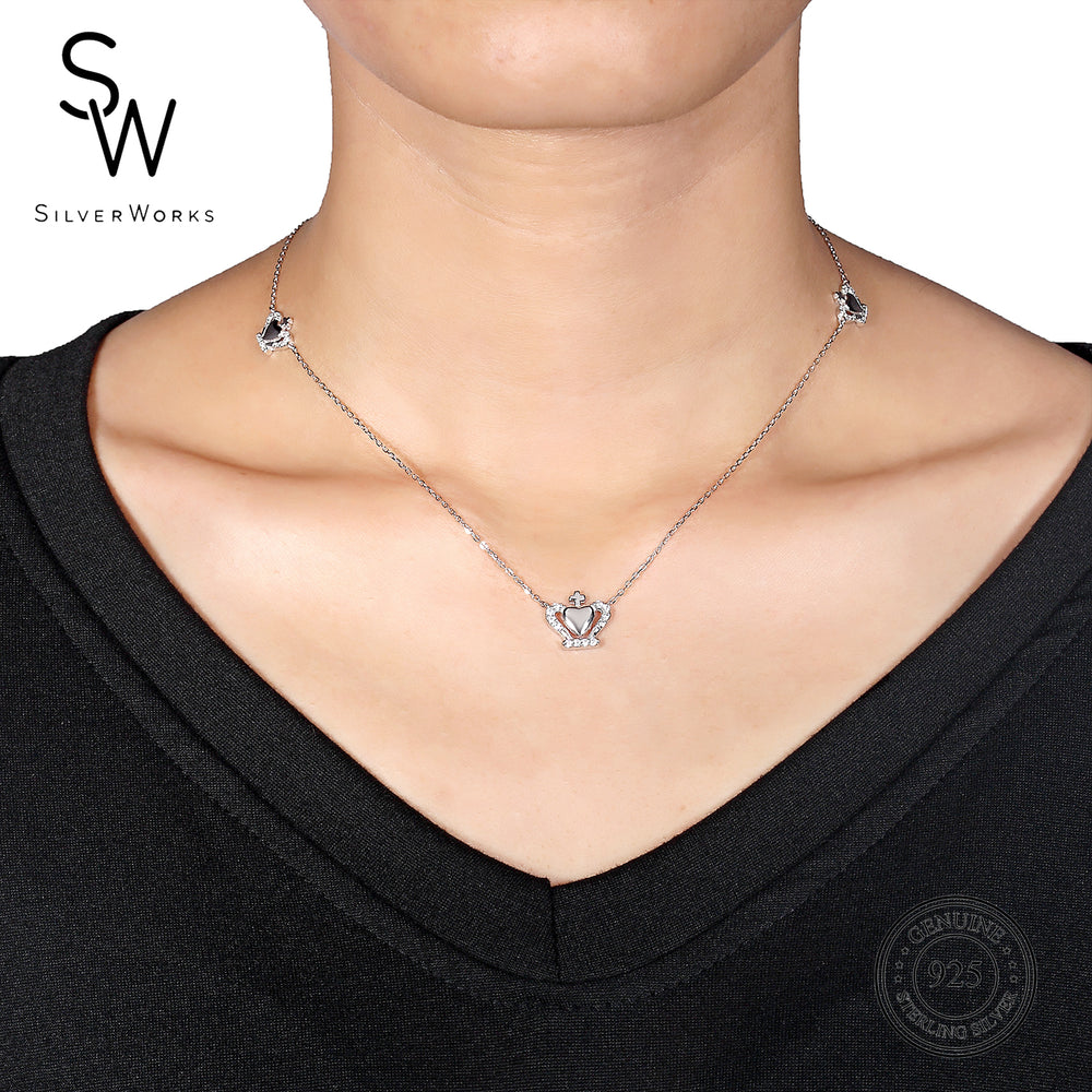 
                      
                        Halyn Heart Crown 925 Sterling Silver Necklace | SilverWorks
                      
                    